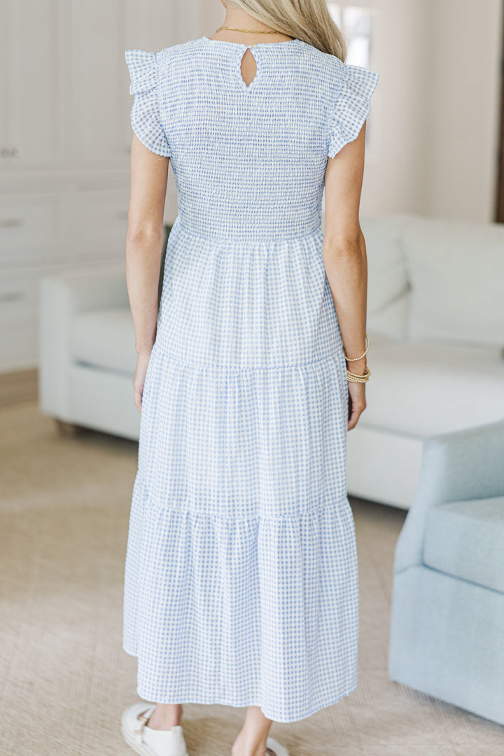 NURSING COLLECTION: Learn From The Best Light Blue Gingham Smocked Dress