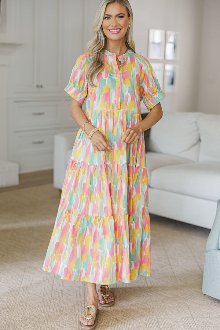 NURSING COLLECTION: Clear Skies Ahead Peach Watercolor Midi Dress