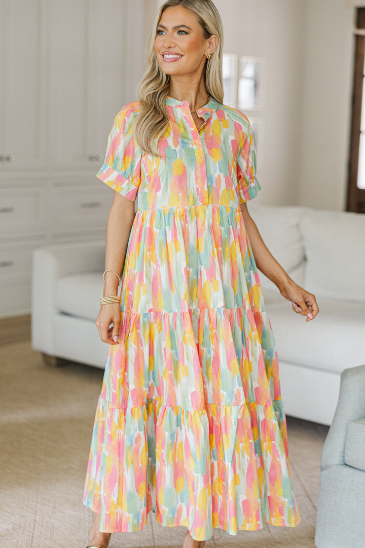 NURSING COLLECTION: Clear Skies Ahead Peach Watercolor Midi Dress