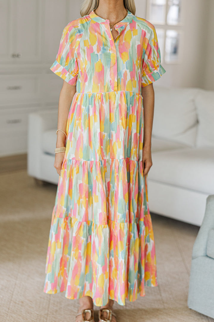 NURSING COLLECTION: Clear Skies Ahead Peach Watercolor Midi Dress