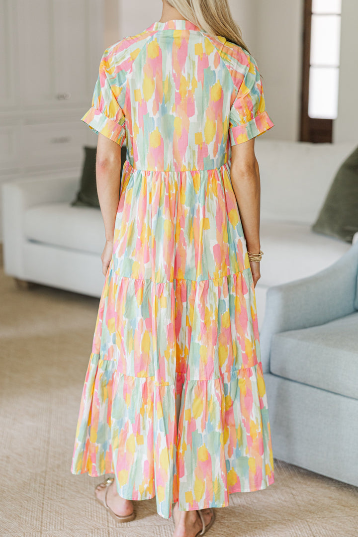 NURSING COLLECTION: Clear Skies Ahead Peach Watercolor Midi Dress