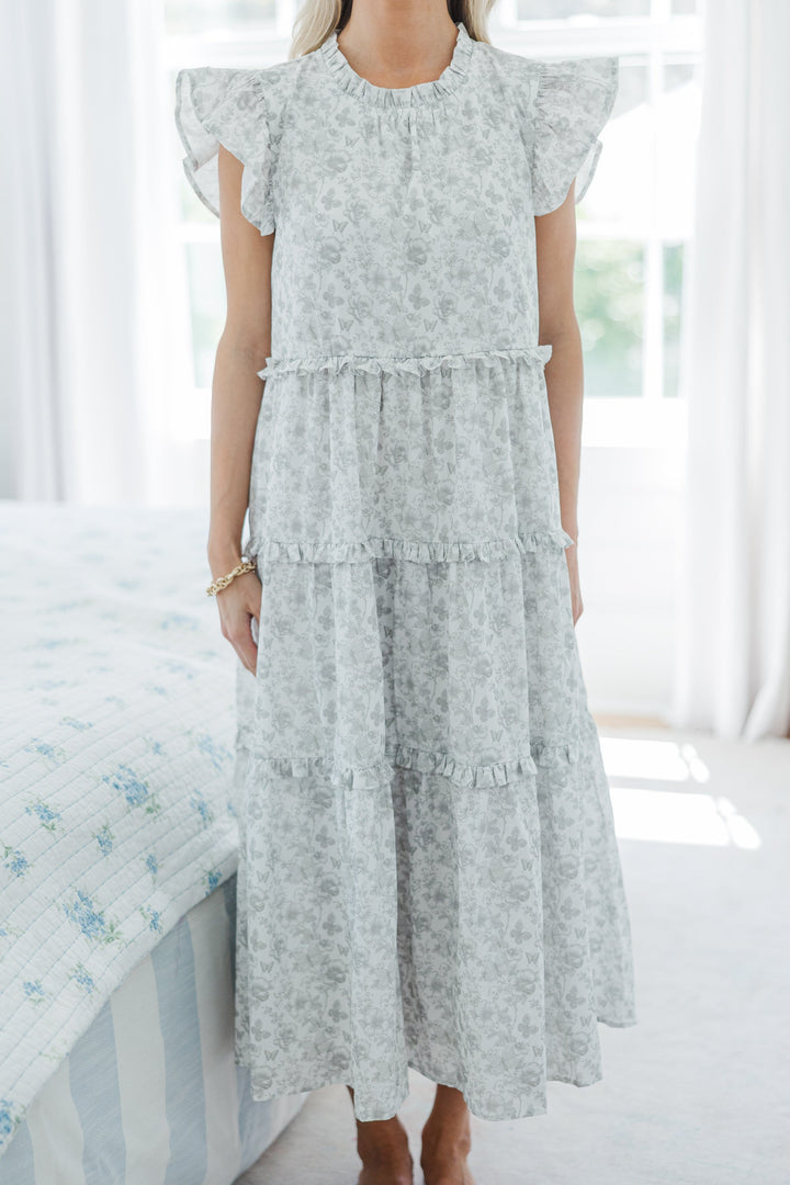 NURSING COLLECTION: Check This Out Taupe Midi Dress