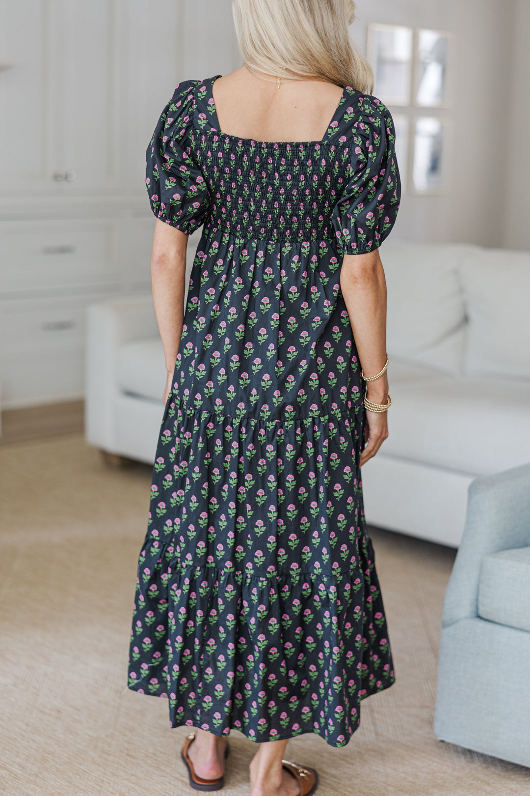 NURSING COLLECTION: Answer The Call Black Medallion Midi Dress