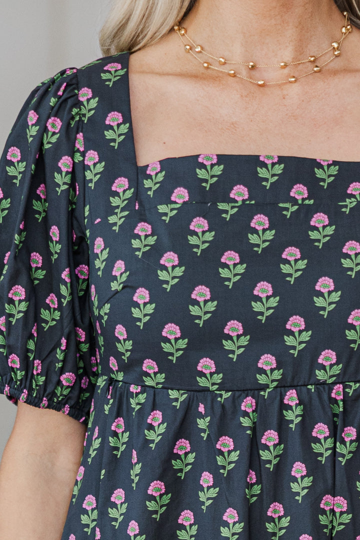NURSING COLLECTION: Answer The Call Black Medallion Midi Dress