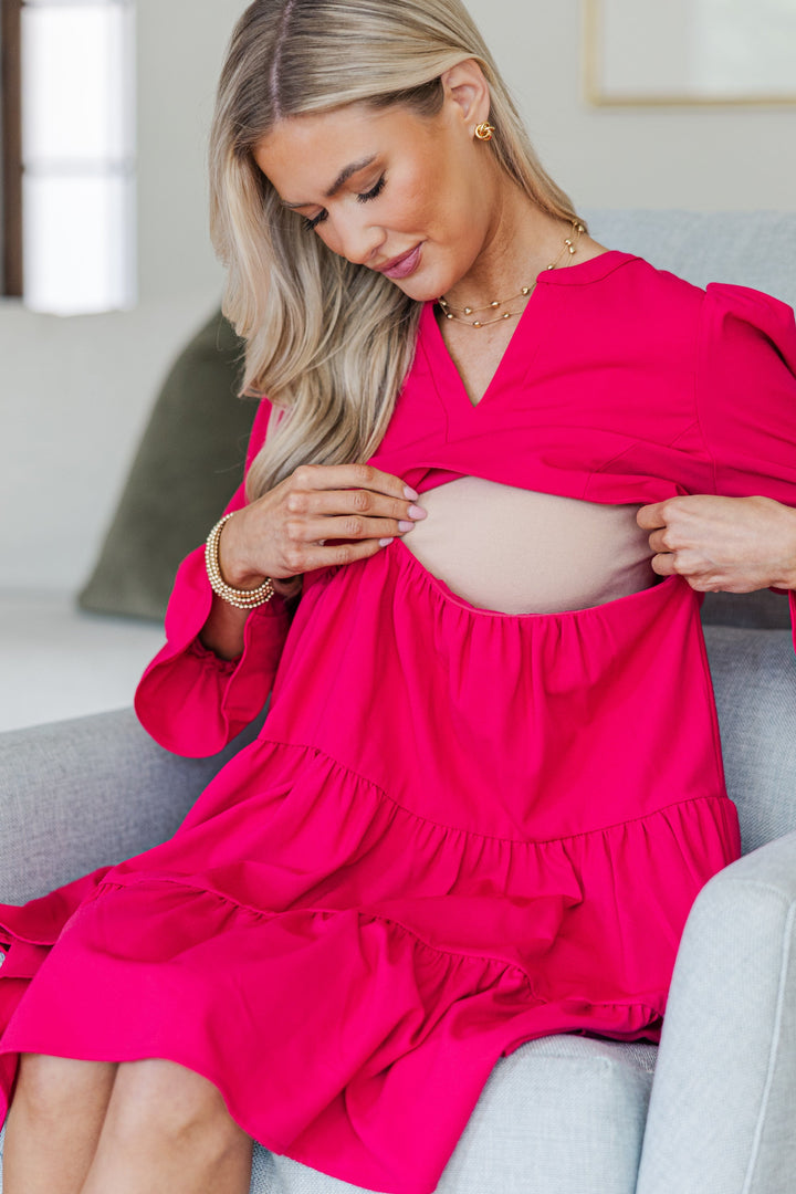 NURSING COLLECTION: In Your Happy Place Fuchsia Dress
