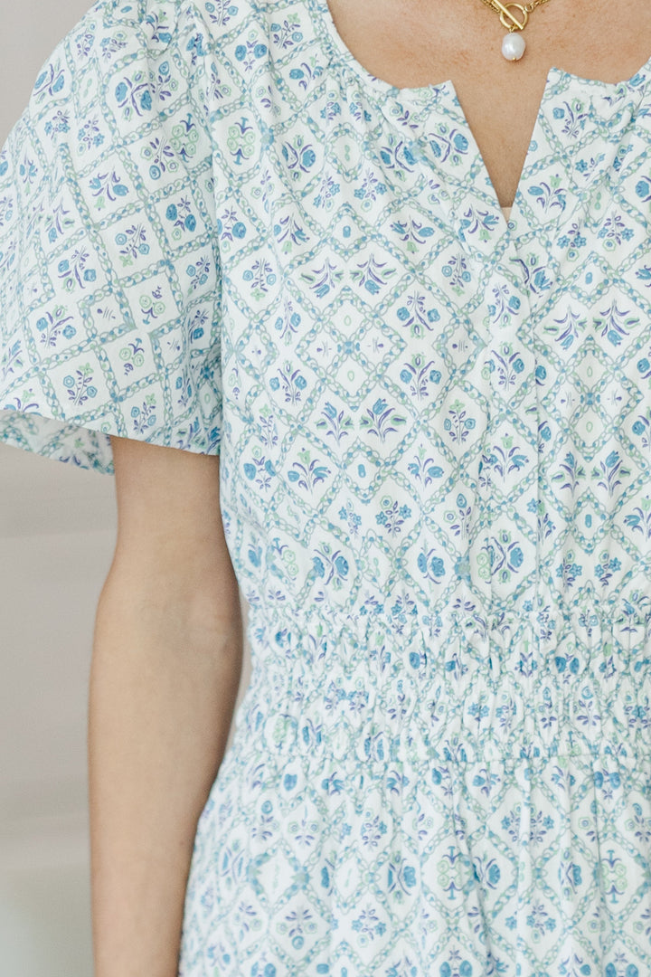 NURSING COLLECTION: All In The Air Blue Medallion Maxi Dress