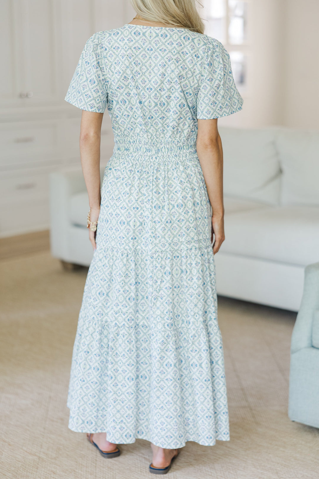 NURSING COLLECTION: All In The Air Blue Medallion Maxi Dress