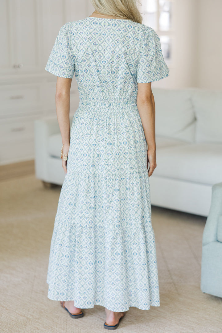 NURSING COLLECTION: All In The Air Blue Medallion Maxi Dress