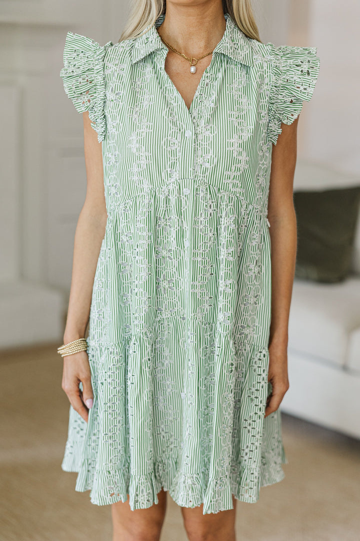NURSING COLLECTION: Cradled In Comfort Olive Striped Dress