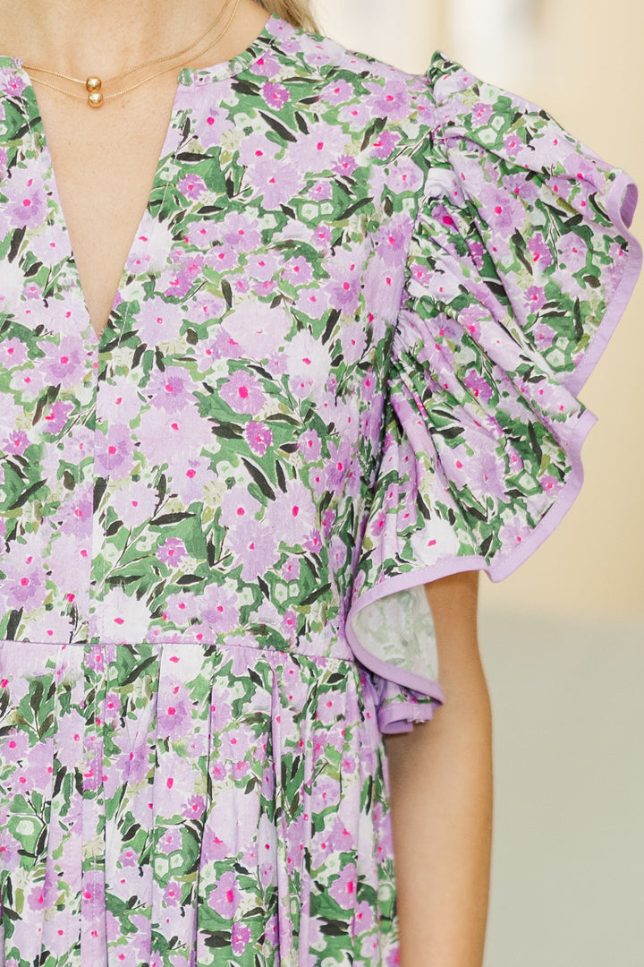NURSING COLLECTION: Closer Than Ever Lavender Floral Midi Dress