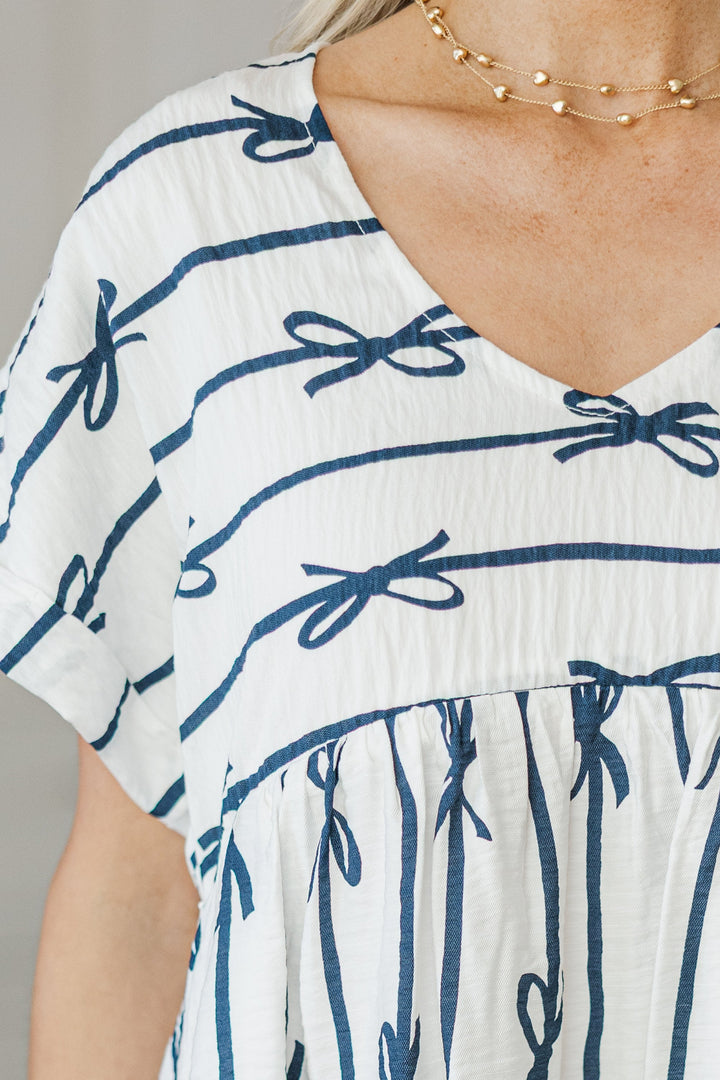 NURSING COLLECTION: Full Of Joy White Bow Print Dress