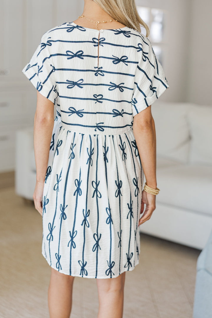 NURSING COLLECTION: Full Of Joy White Bow Print Dress