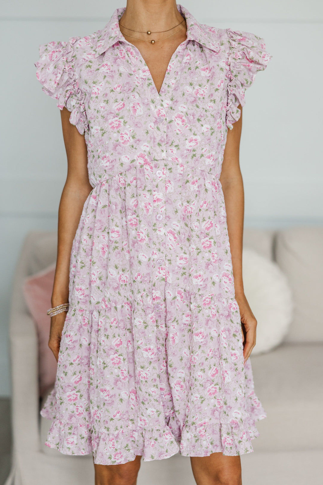 NURSING COLLECTION: Cradled In Comfort Mauve Floral Dress