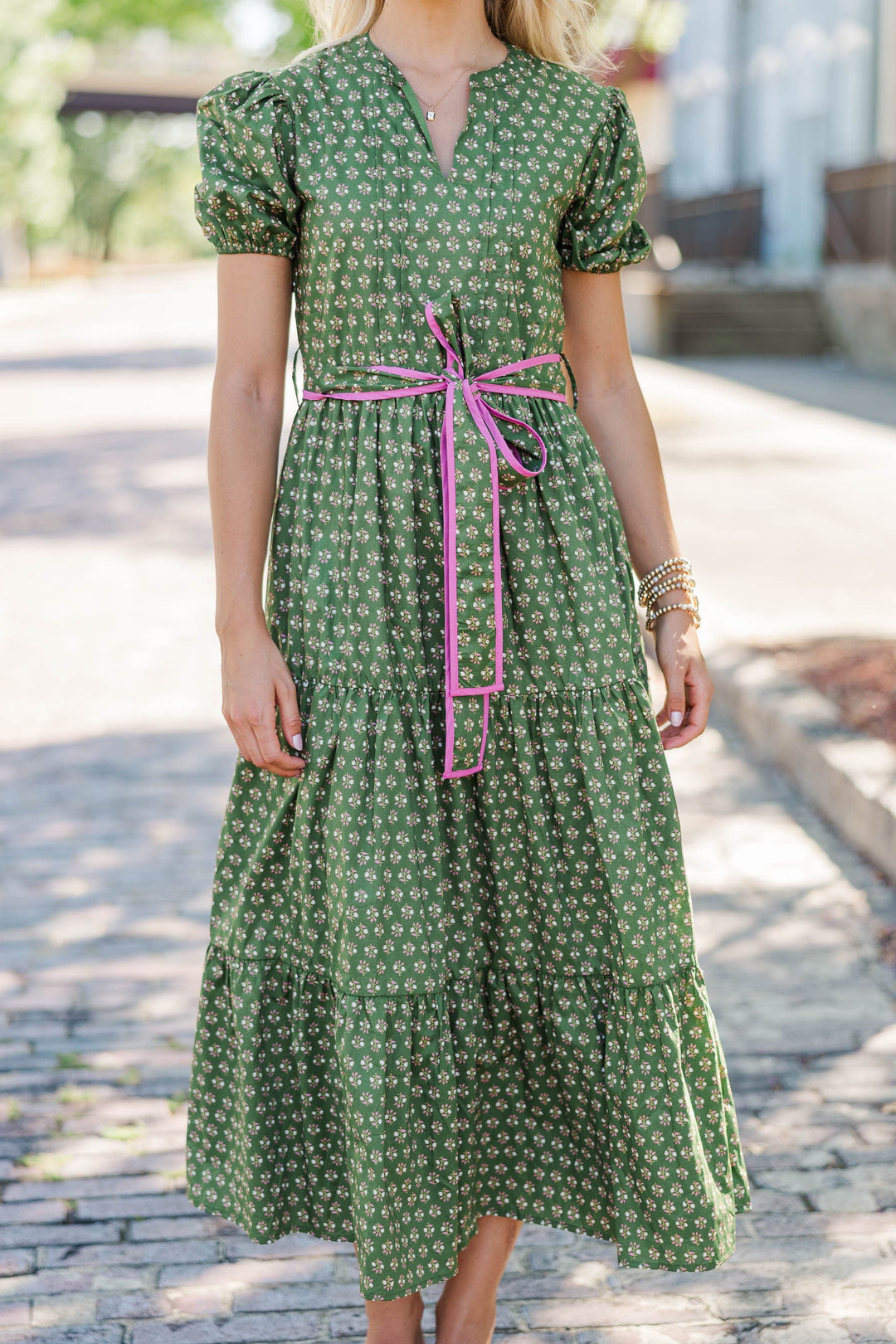 Chase The Day Olive Medallion Midi Dress