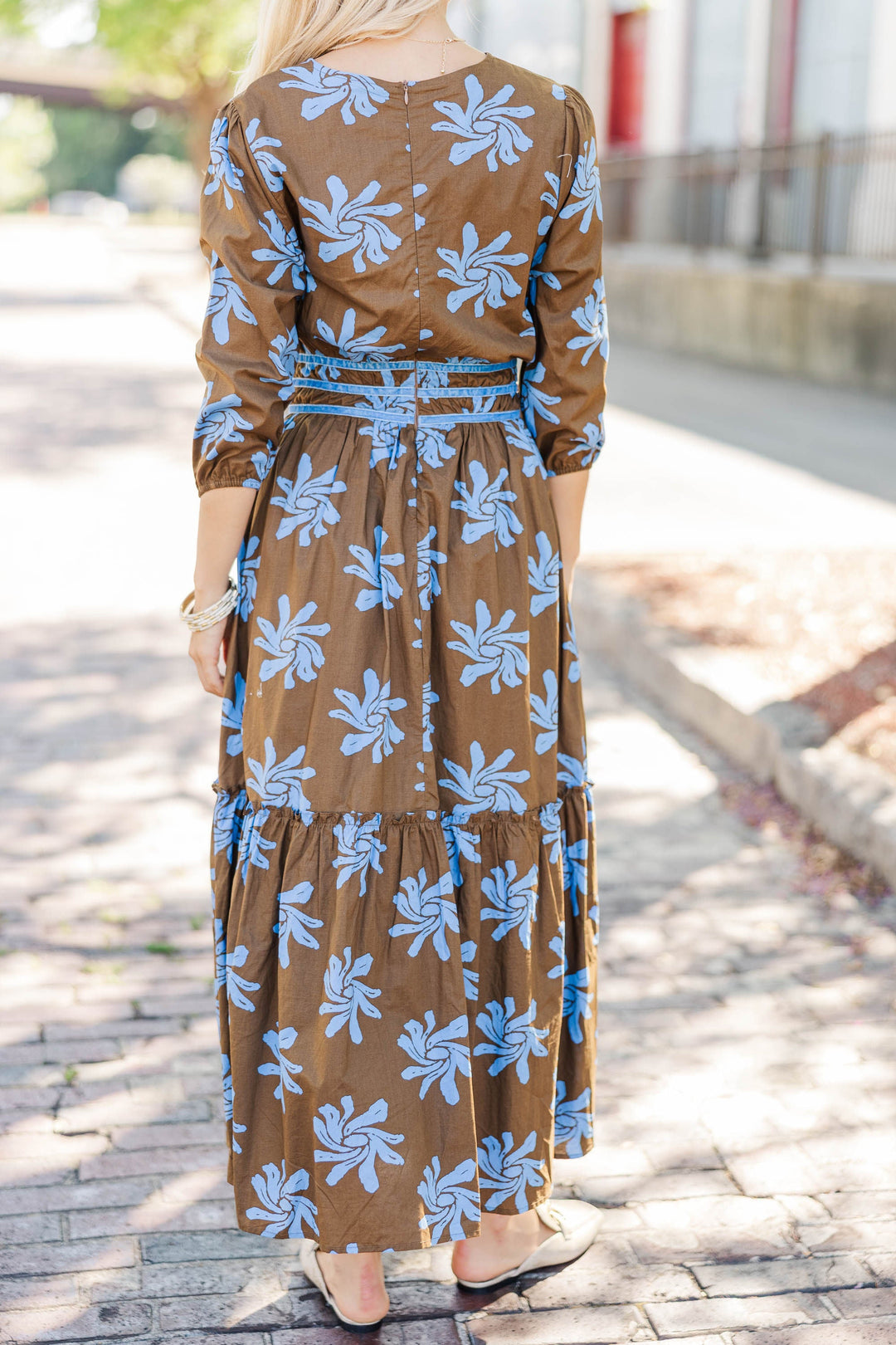 Sweet Serenity Brown Floral Midi Dress