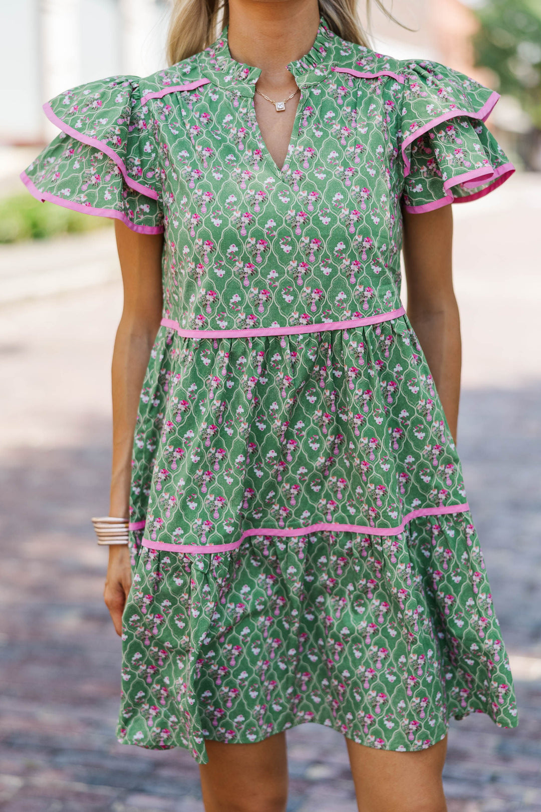 Come For It Green Medallion Print Babydoll Dress