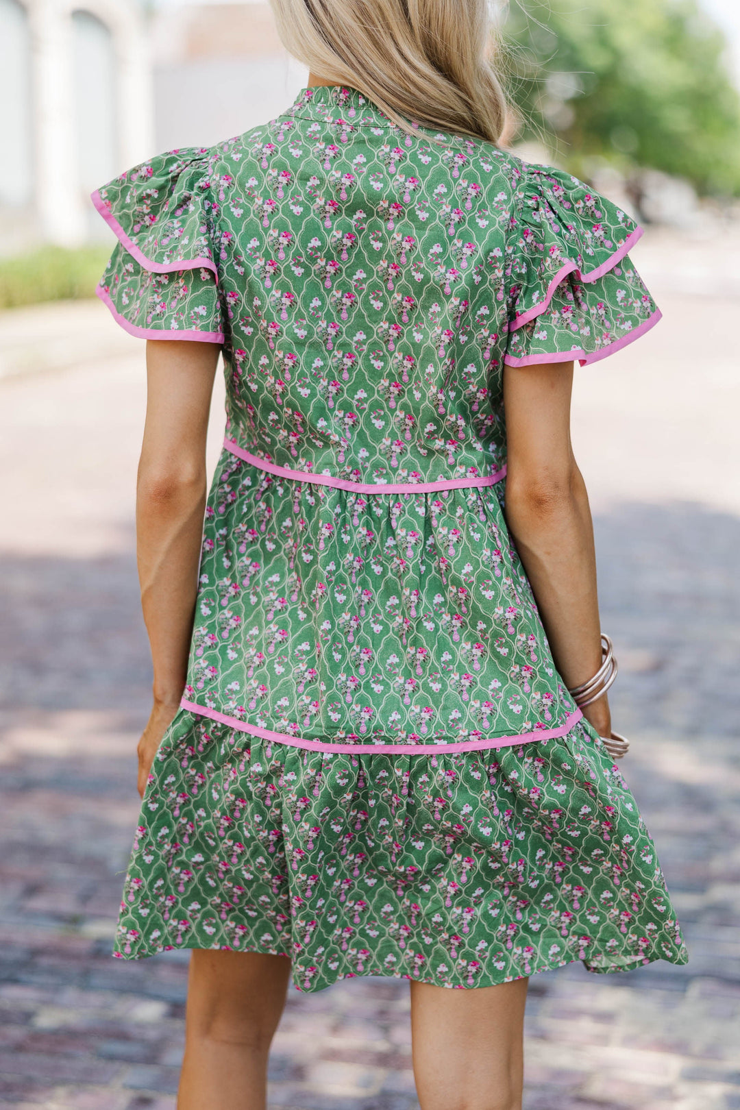 Come For It Green Medallion Print Babydoll Dress