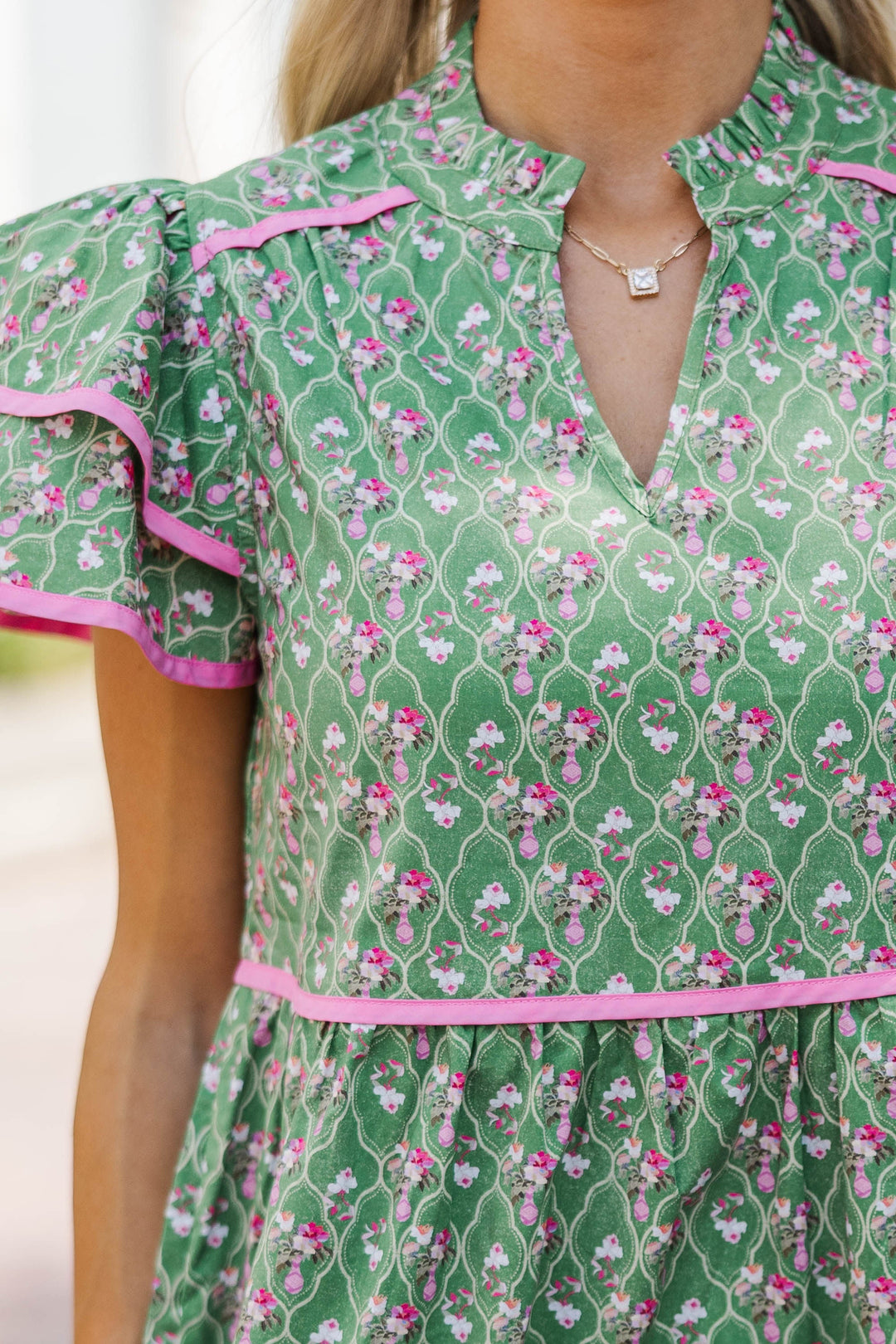 Come For It Green Medallion Print Babydoll Dress