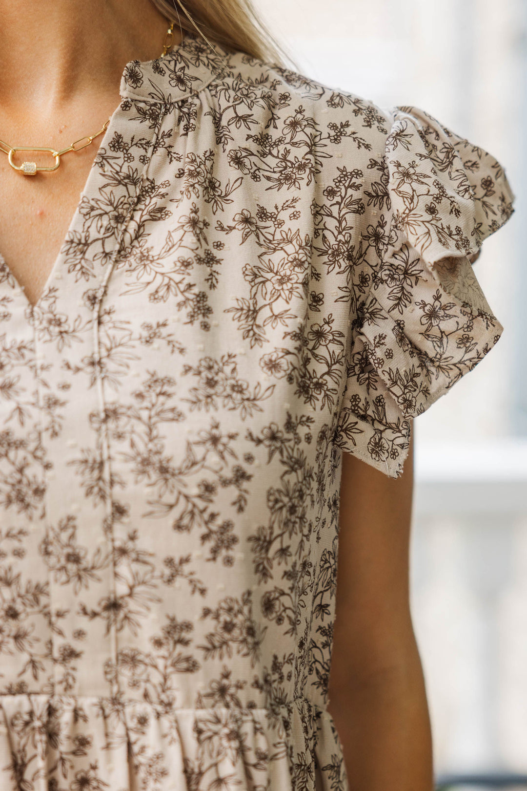 At This Time Brown Toile Dress