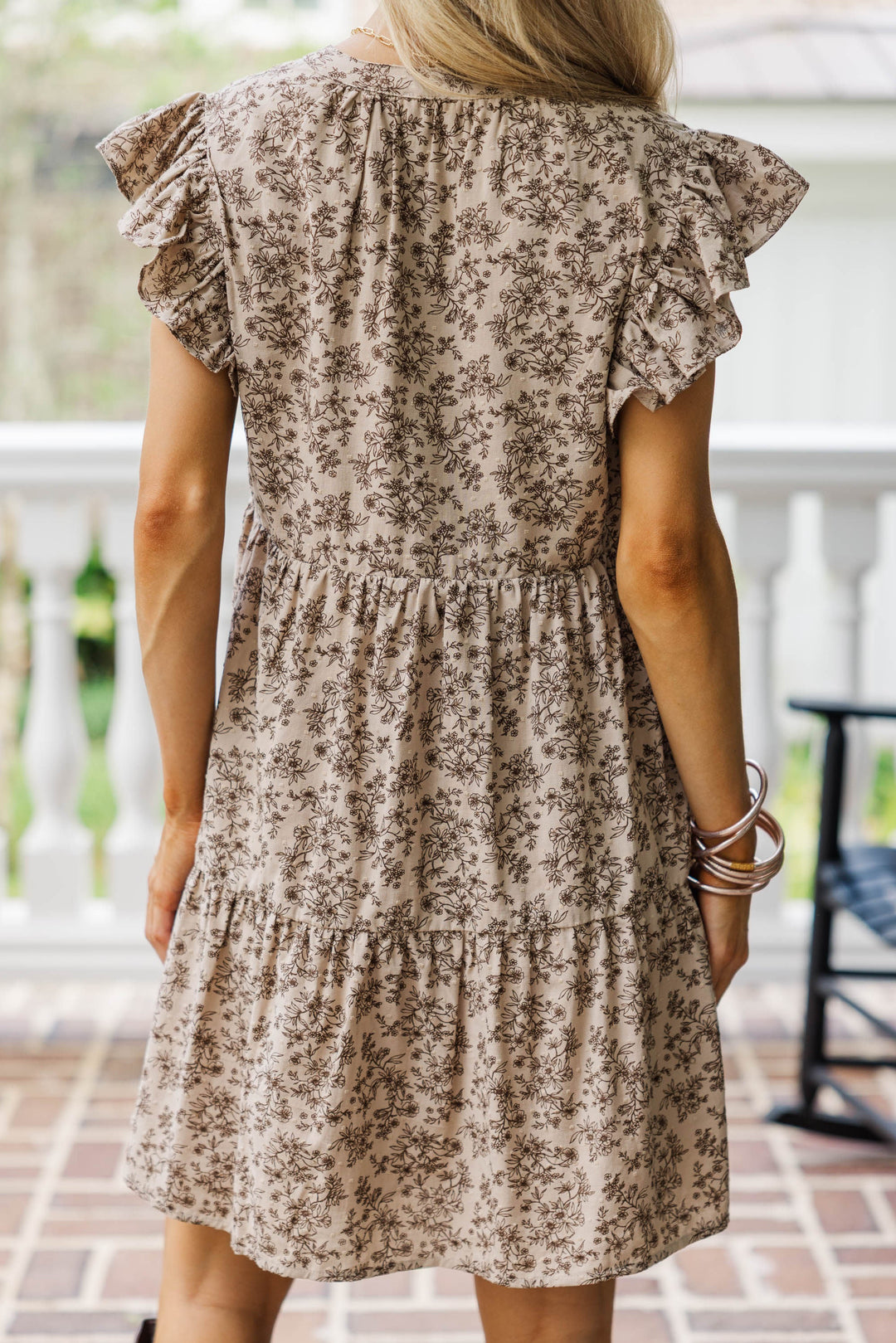 At This Time Brown Toile Dress