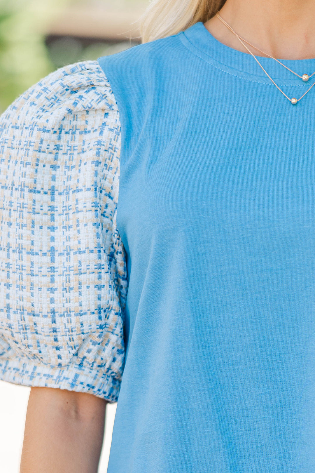 Take Your Chance Blue Tweed Blouse
