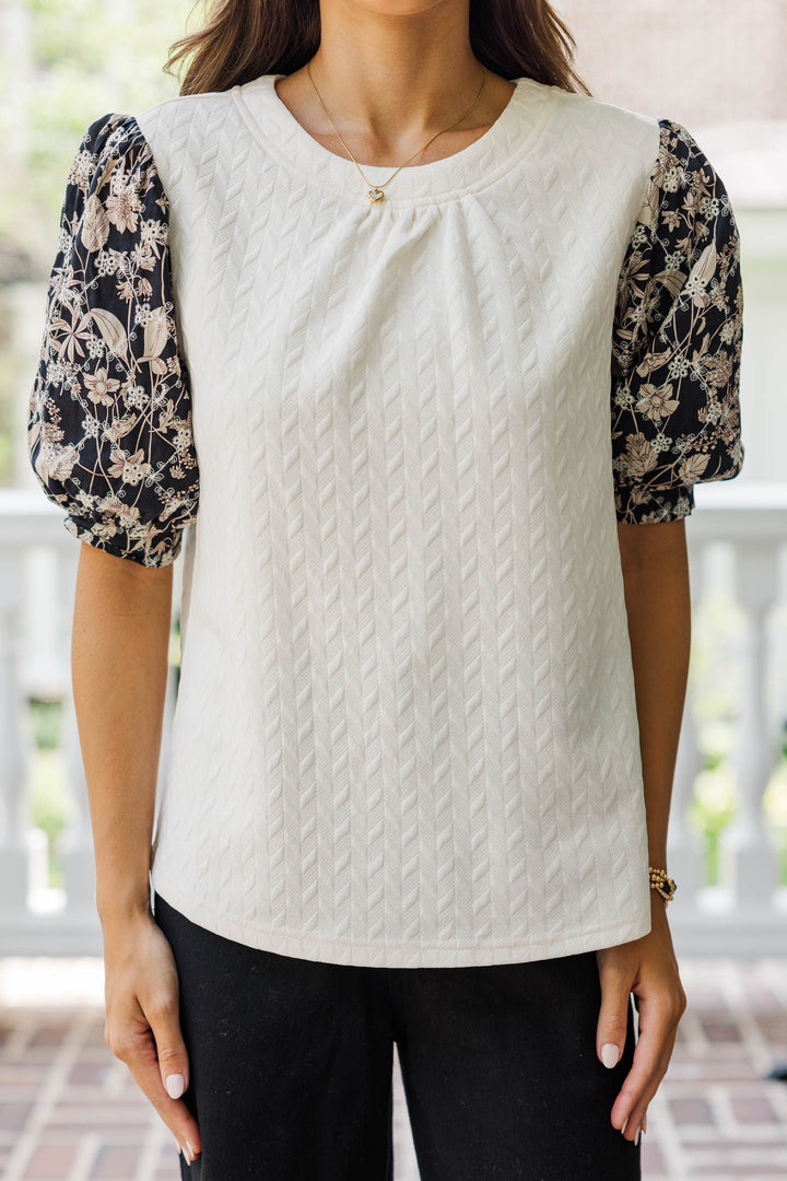 Cool Breeze Confidence Black Eyelet Puff Sleeve Blouse