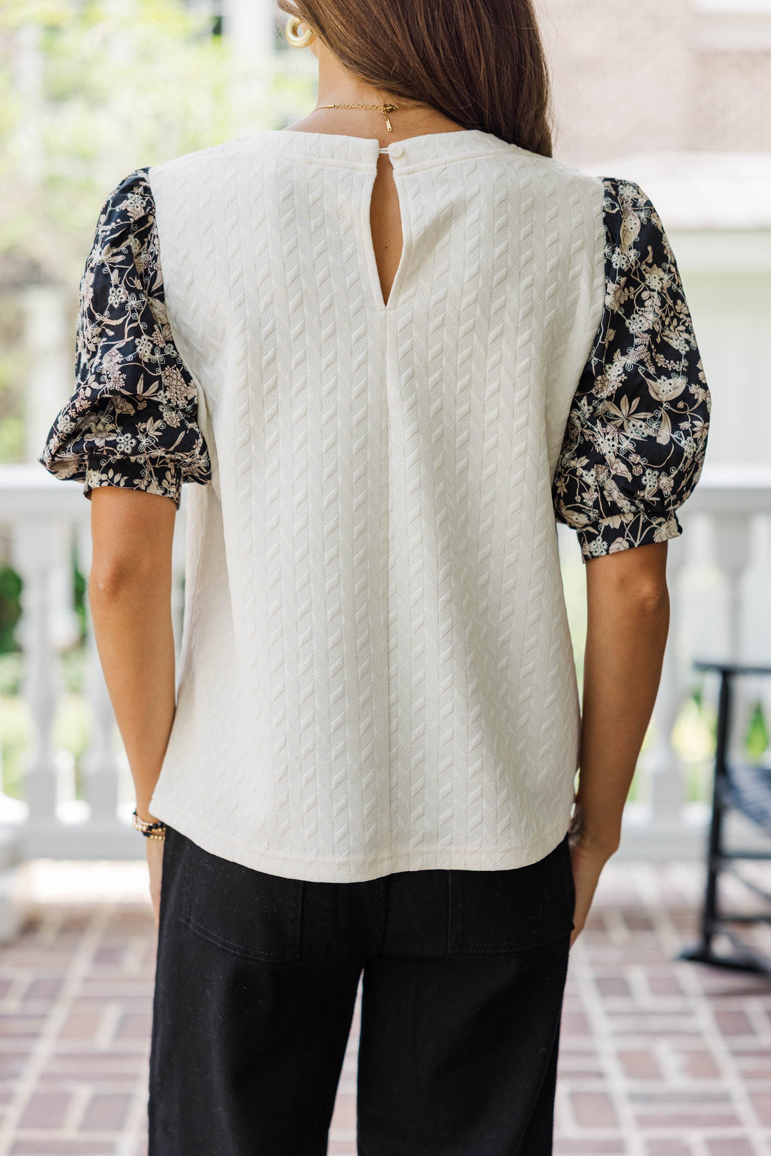 Cool Breeze Confidence Black Eyelet Puff Sleeve Blouse