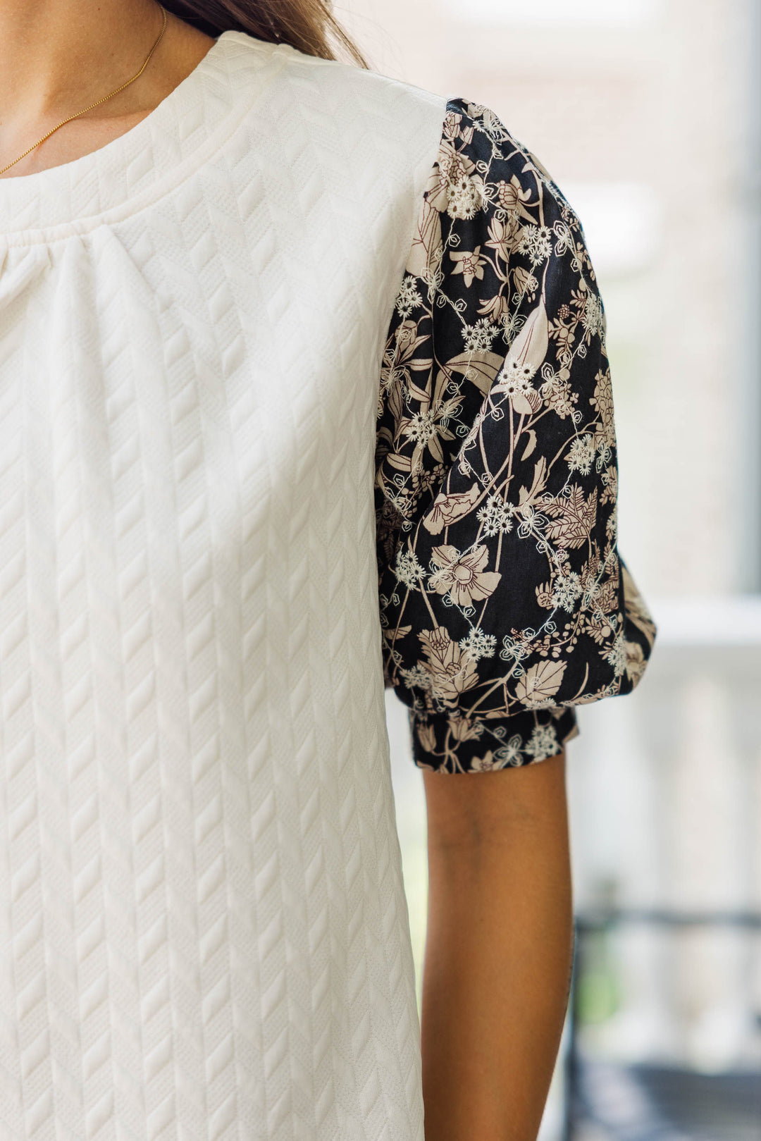 Cool Breeze Confidence Black Eyelet Puff Sleeve Blouse