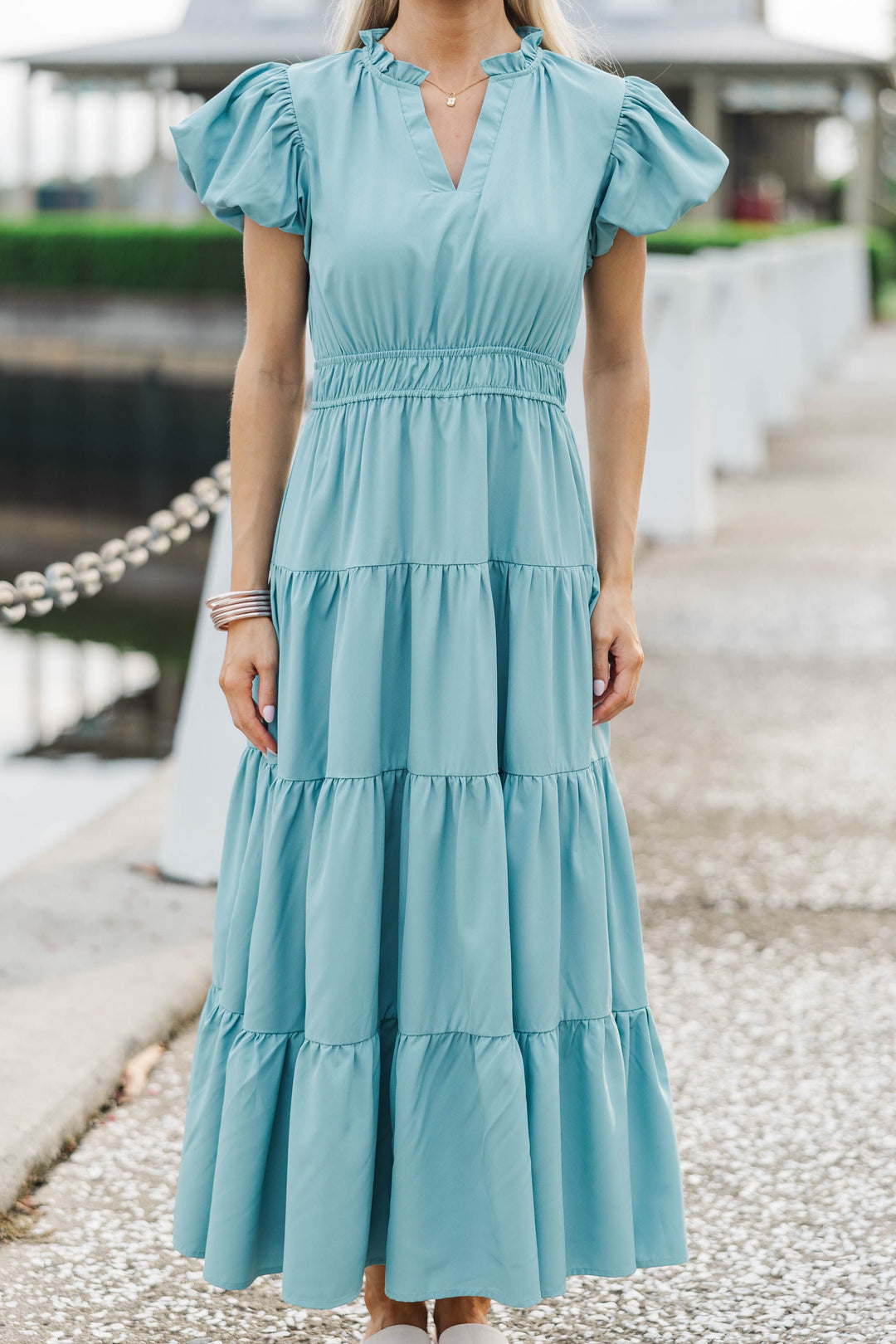 Coming Back For You Sage Green Tiered Midi Dress