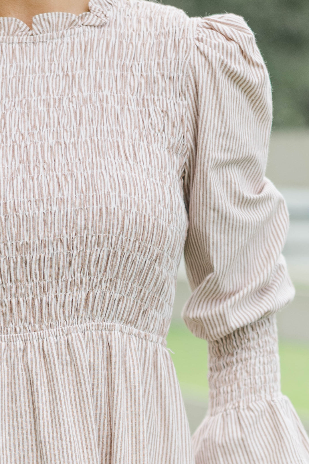 Back To It Brown Striped Midi Dress