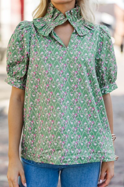 Taking Shape Green Medallion Blouse