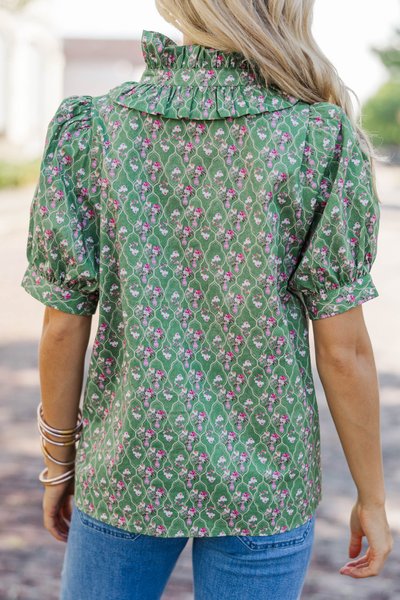 Taking Shape Green Medallion Blouse