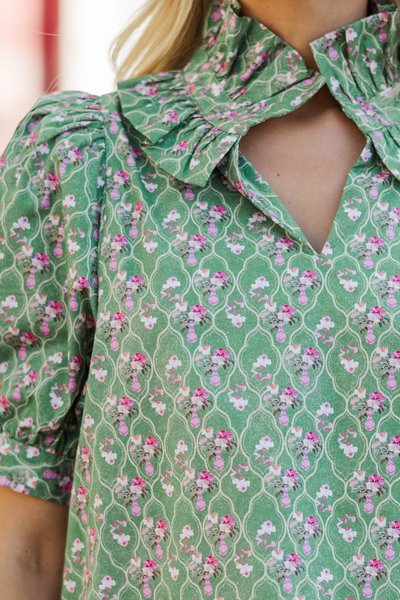 Taking Shape Green Medallion Blouse