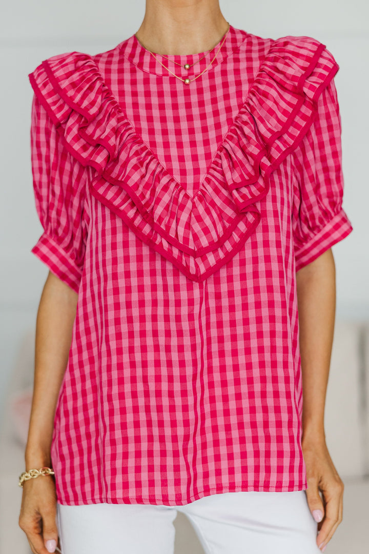 NURSING COLLECTION: For Every Moment Magenta Gingham Blouse