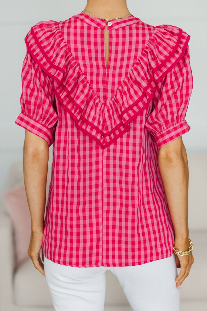 NURSING COLLECTION: For Every Moment Magenta Gingham Blouse