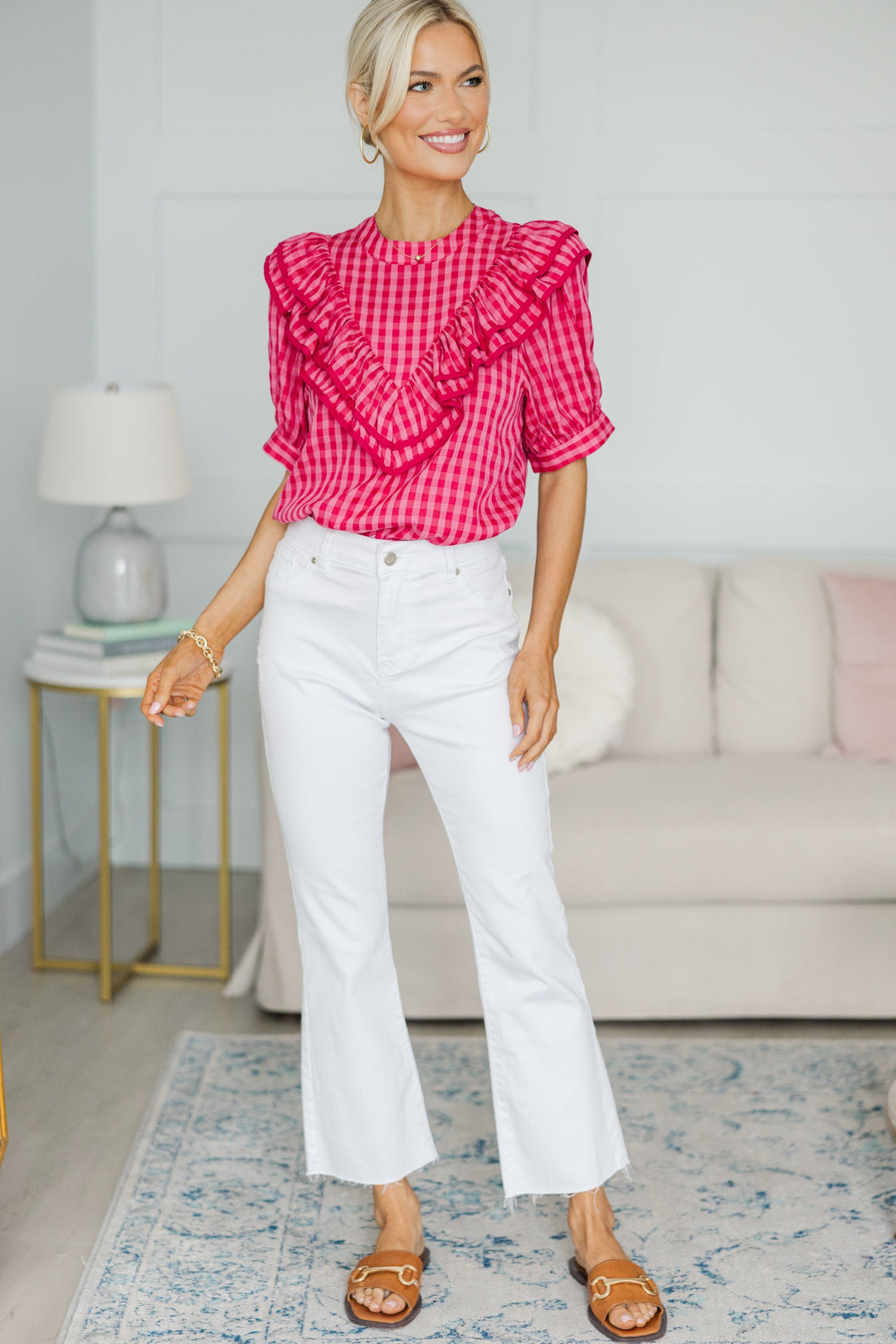 NURSING COLLECTION: For Every Moment Magenta Gingham Blouse