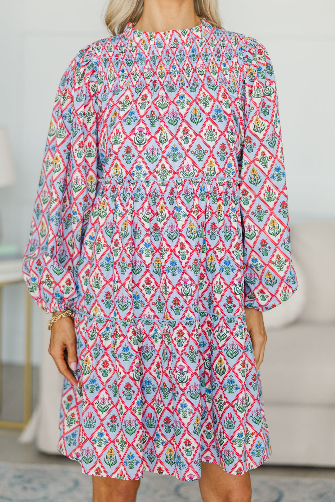 NURSING COLLECTION: Be Your Best Blue Medallion Babydoll Dress