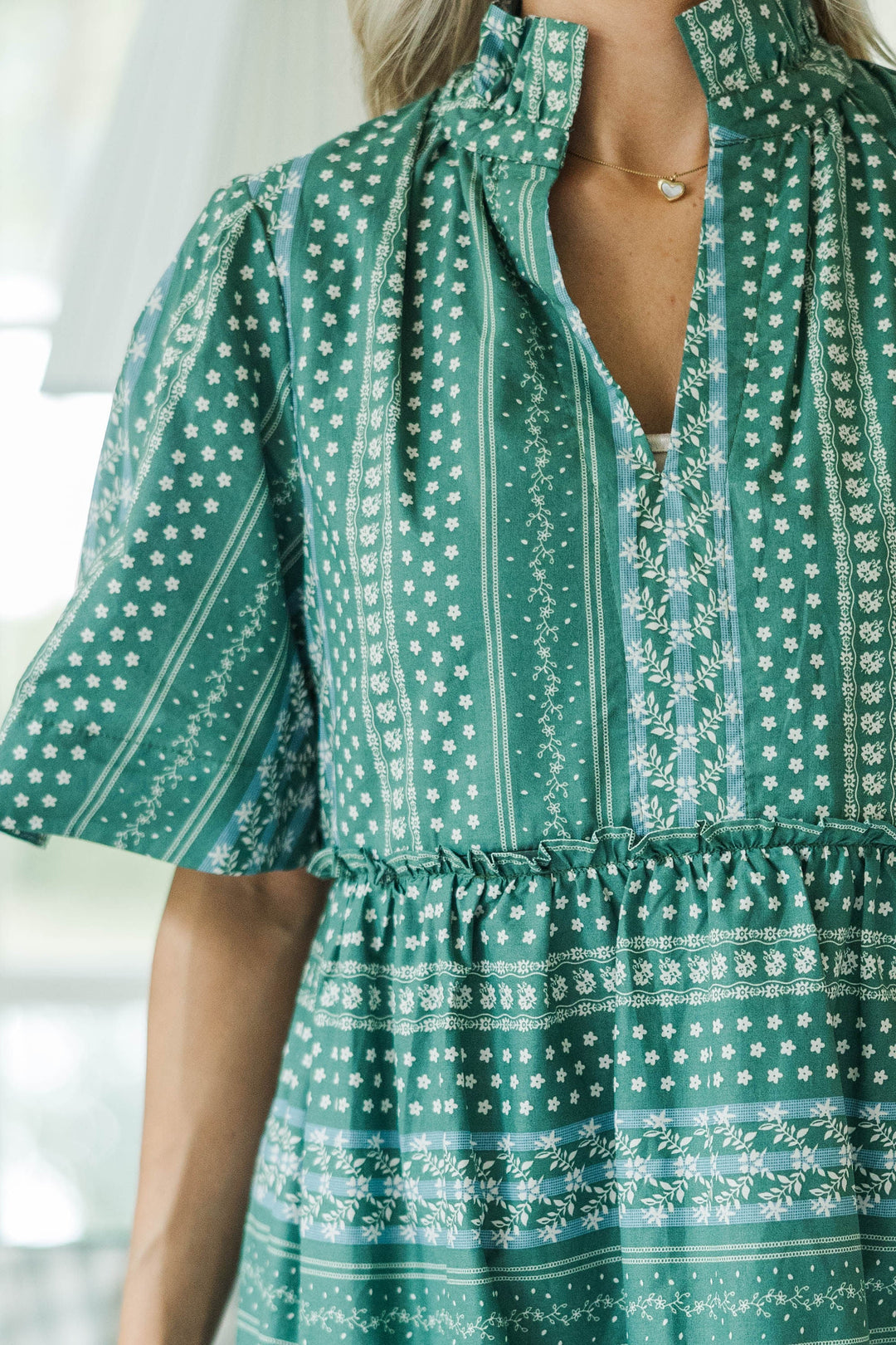 NURSING COLLECTION: Feeling Your Best Green Ditsy Floral Dress