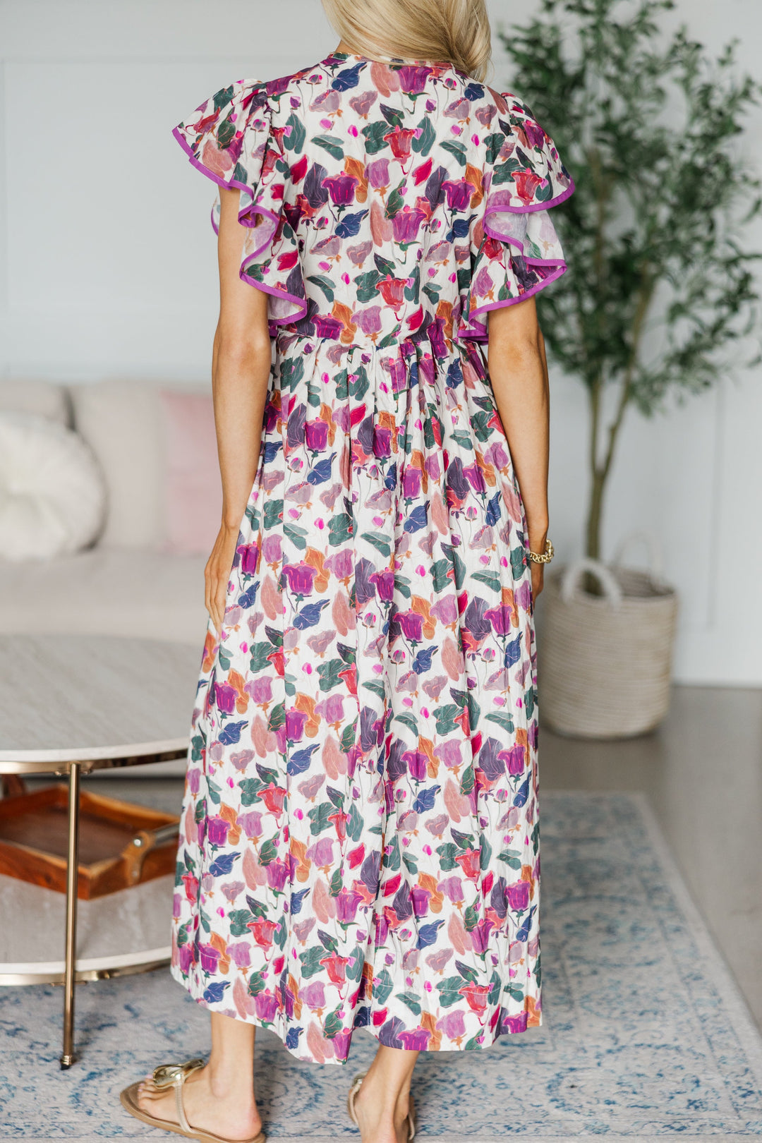 NURSING COLLECTION: Closer Than Ever Magenta Pink Floral  Midi Dress