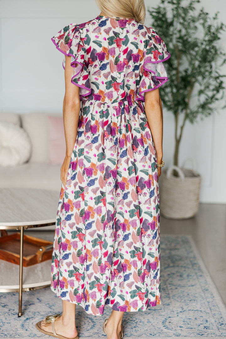NURSING COLLECTION: Closer Than Ever Magenta Pink Floral  Midi Dress