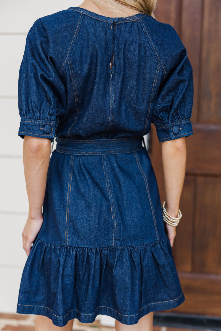 Moving Freely Blue Denim Dress