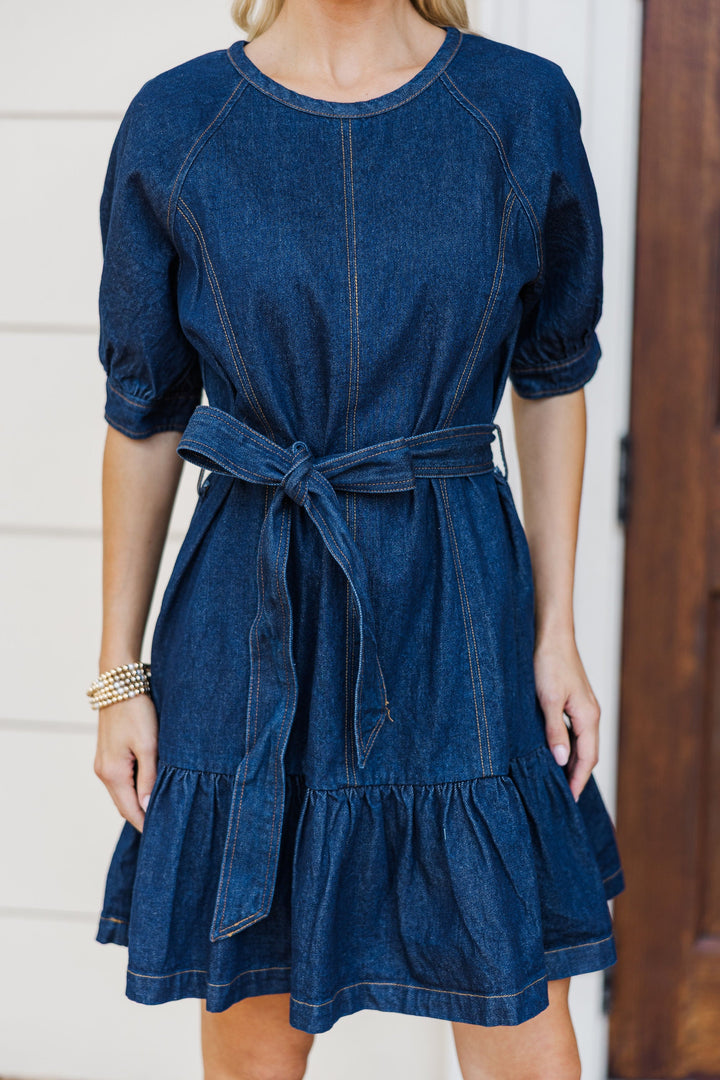 Moving Freely Blue Denim Dress