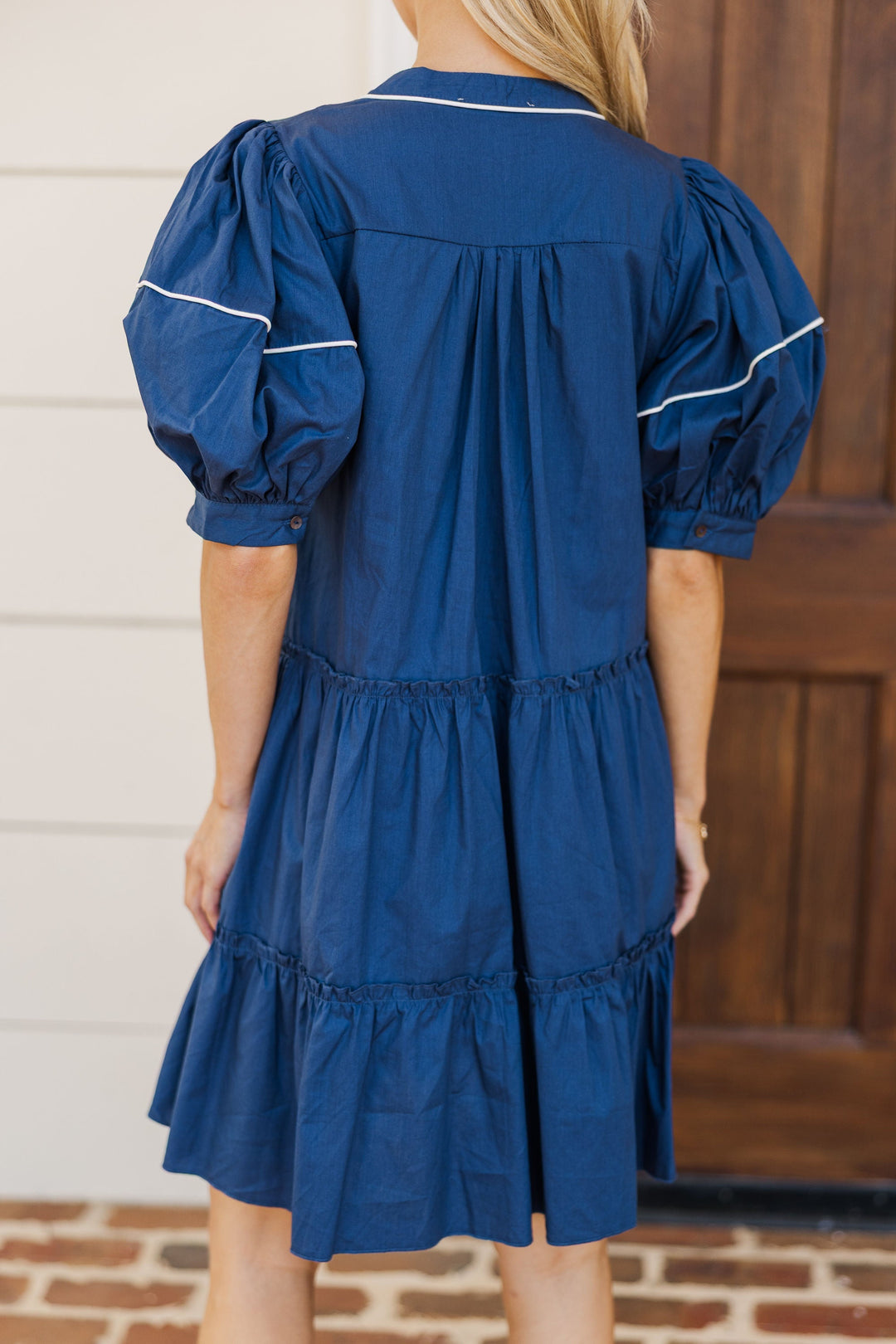 Just Second Nature Navy Embroidered Babydoll Dress
