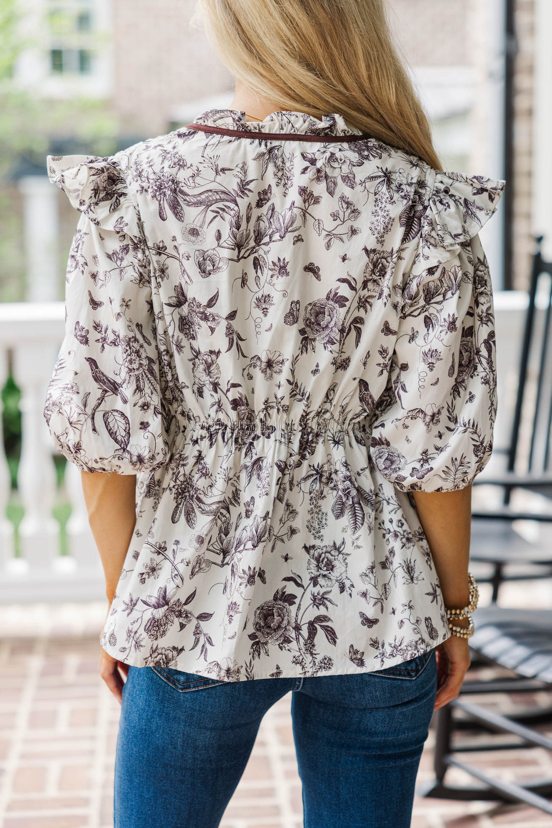 Natural Ease Brown Toile Blouse