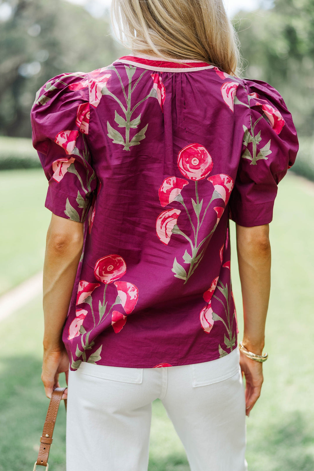 Petal and Poise Burgundy Floral Blouse