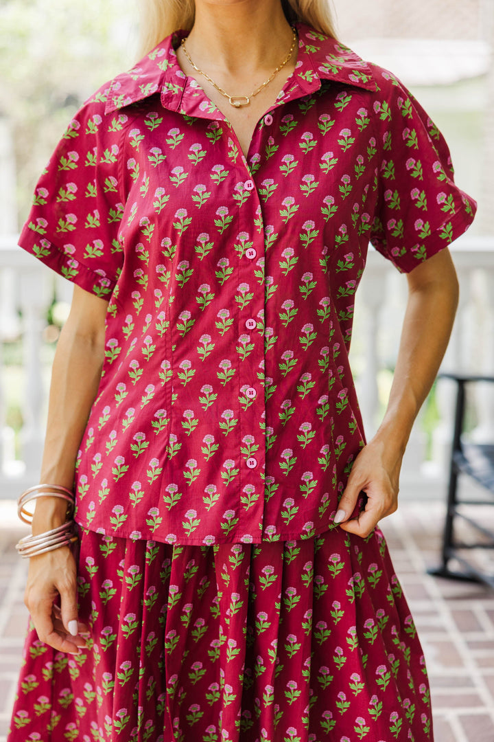 Harvest Hues Burgundy Medallion Blouse