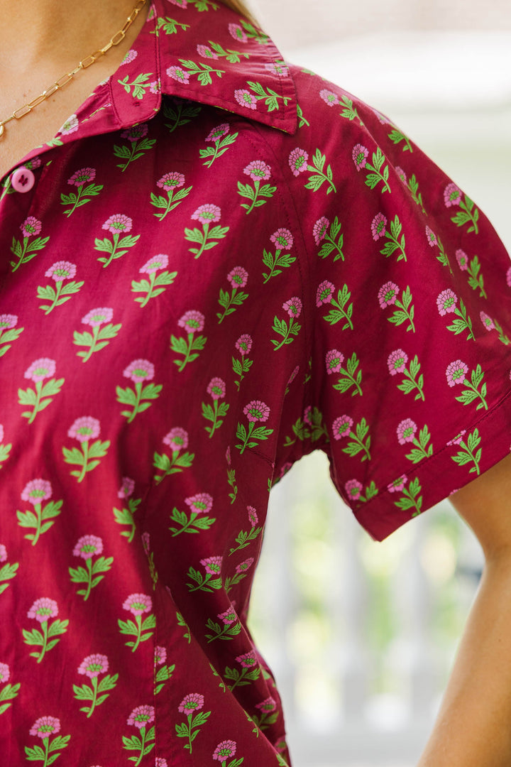 Harvest Hues Burgundy Medallion Blouse
