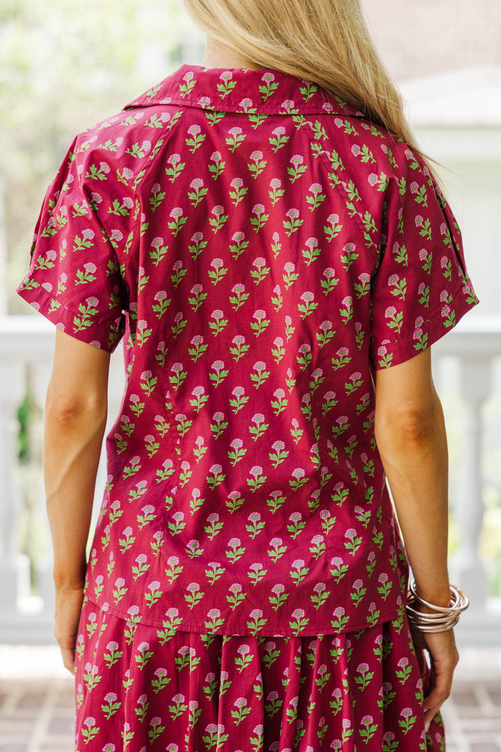 Harvest Hues Burgundy Medallion Blouse