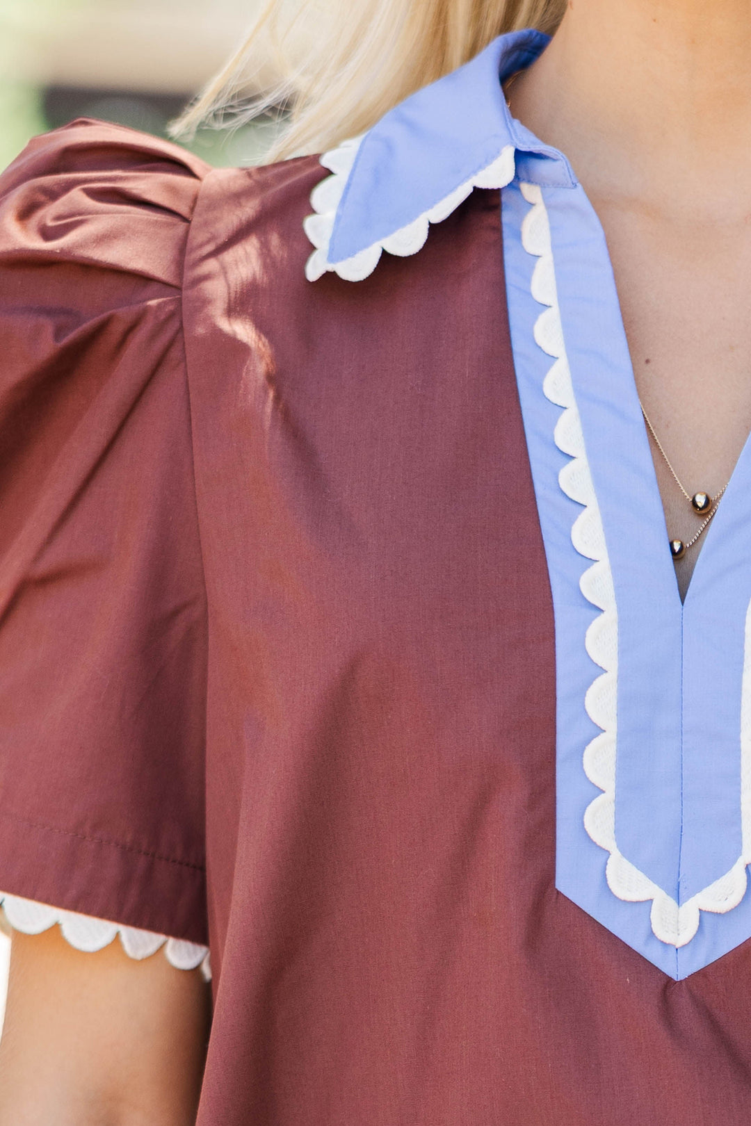 Easy Breezy Brown Collared Blouse