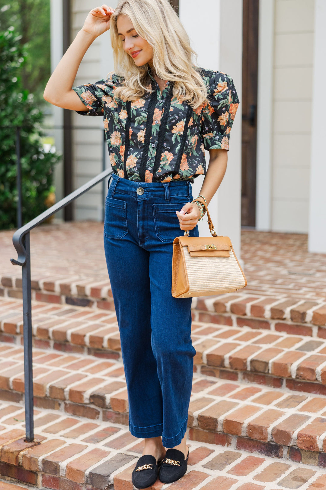 Certainly True Black Floral Blouse
